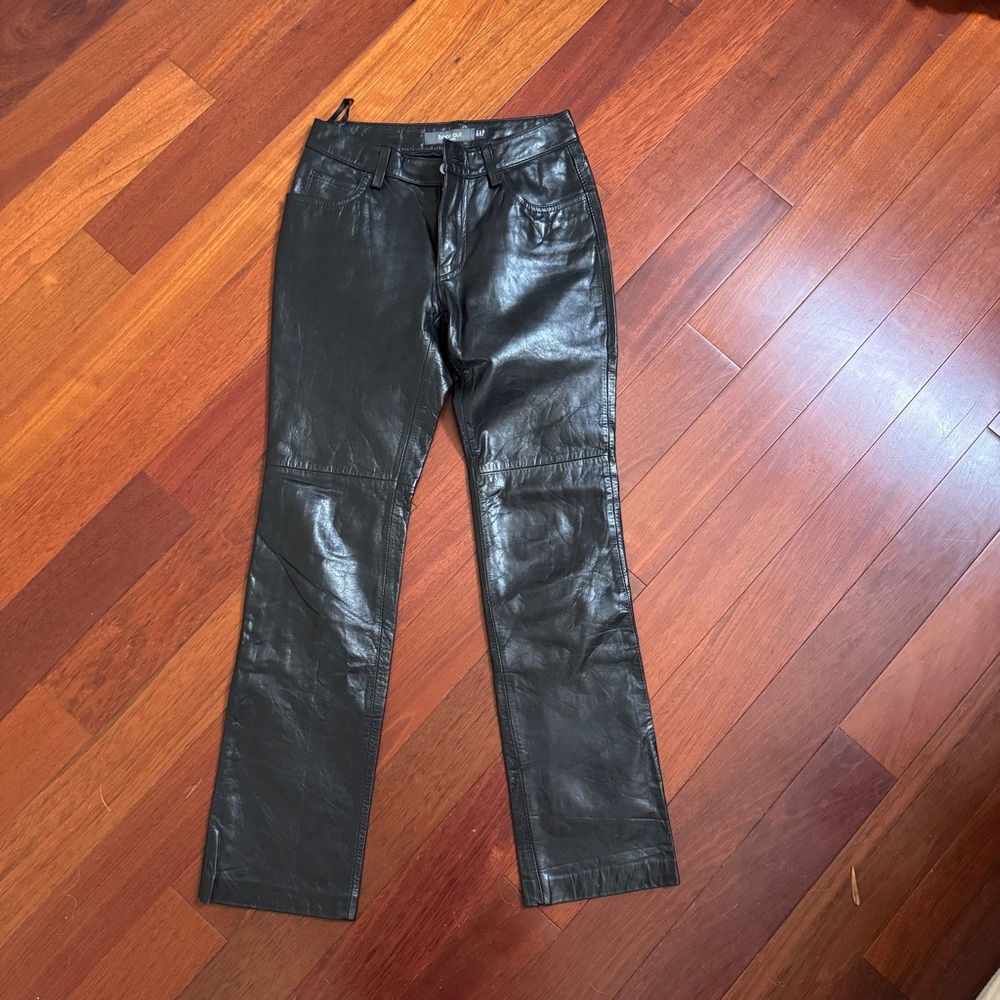 GAP Black Leather Boot Cut Pants